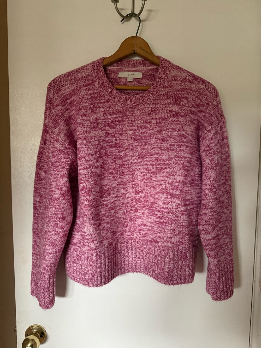 LOFT Pink Marled Crew Sweater